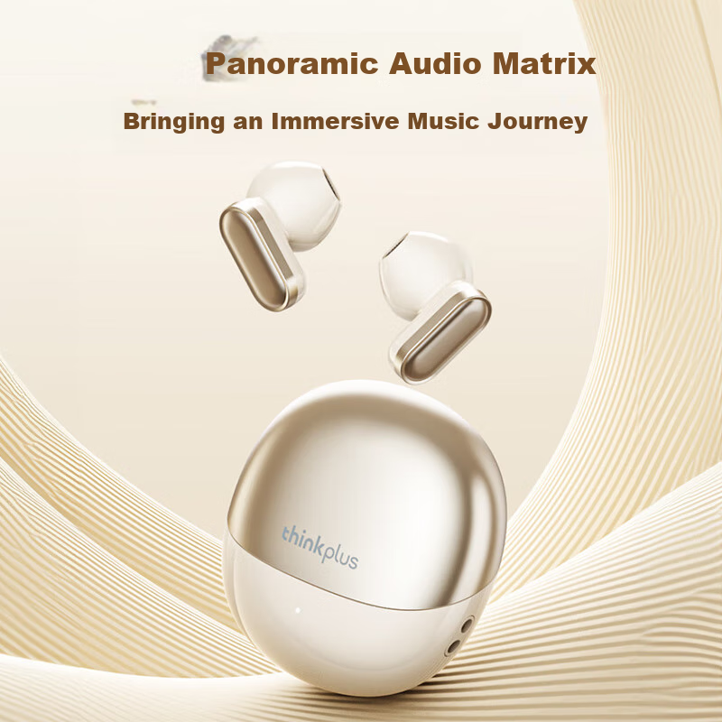 Lenovo LP19pro True Wireless Bluetooth Earbuds Half In-Ear Running Sports HD Call Music Noise Cancelling Gaming Long Battery Life Compatible with Apple Huawei Xiaomi Beige