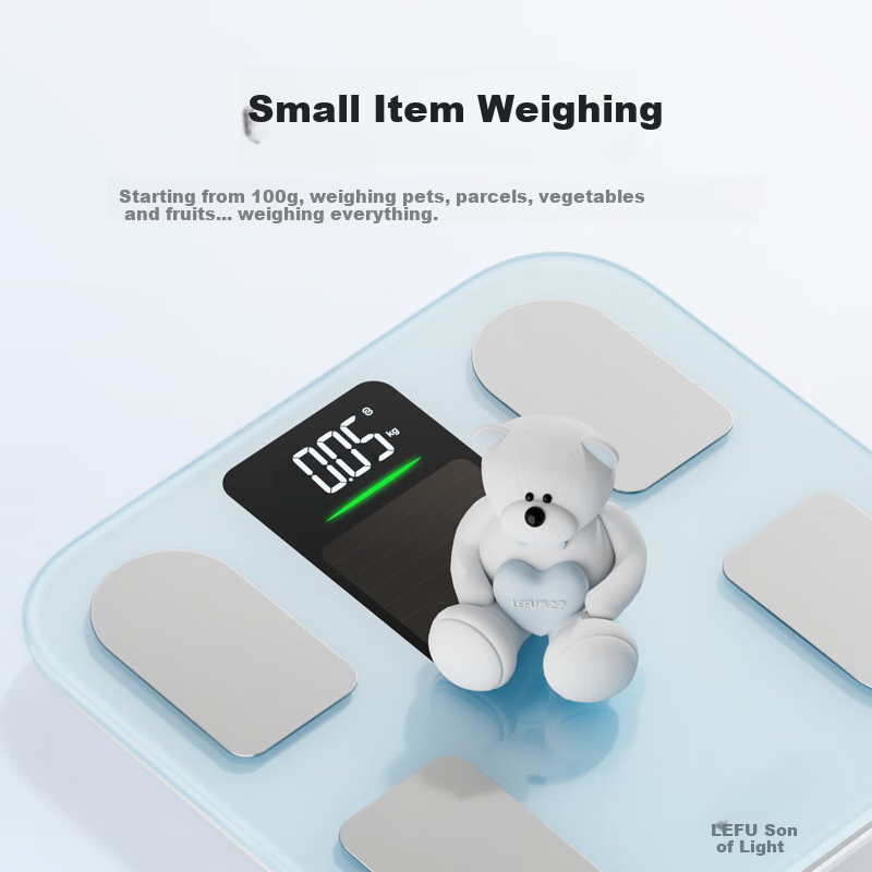 LEFU Smart Body Fat Scale Electronic Scale Human Body Weighing Scale High Precision Large Electrode Plate VA Color Screen Display with Solar Energy Supplement