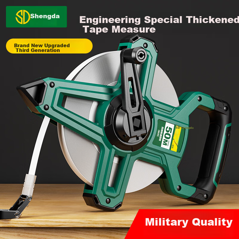 Shengda Tape Measure, Fiber Tape 100 Meters, Frame-Style PVC Fiberglass Tape Measure, Reel-Type Tape Measure, Leather Tape Measure, Engineering Measuring Tape