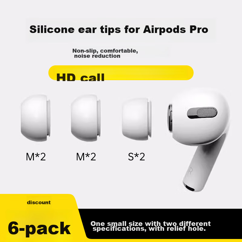 Stiger [Set of Three] Ear Tips, Earbuds Covers, Compatible with AirPods Pro 2nd Generation, Apple Bluetooth Earphones, Silicone Tips, Soft Plugs, Non-Slip, Ultra-Thin [Medium, Small, And Large]