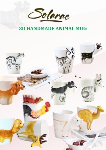 SOLARAE Ceramic 3D Coffee Mug, Hand-Painted Mug Cute Animal Tea Mugs, Coffee Cup