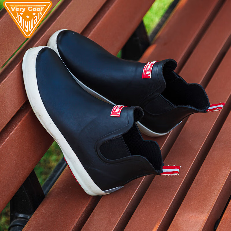 Jolly Walk Men's Low-Top Waterproof Rain Boots, Car Wash Fishing Rubber Overshoe...