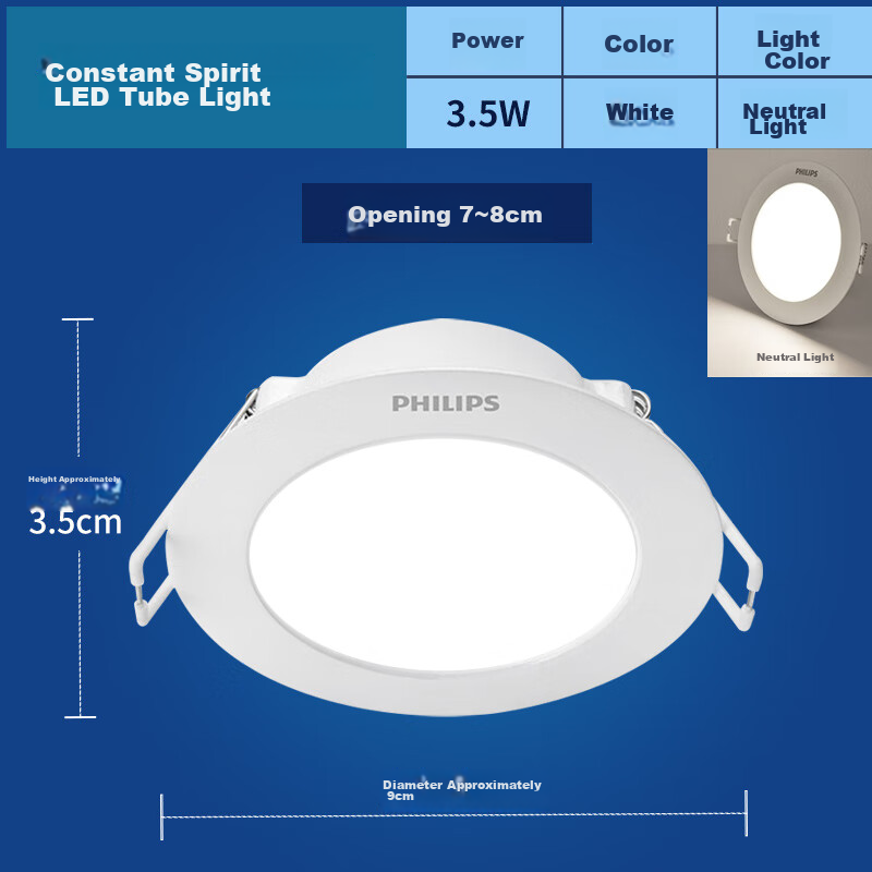 Philips LED Downlight Spotlight, Recessed, for Living Room Ceiling, Ultra-Thin E...