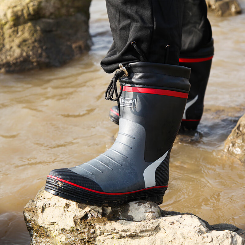 Jolly Walk Mid-Calf Rain Boots for Men, Waterproof Fishing Boots, Rubber Oversho...