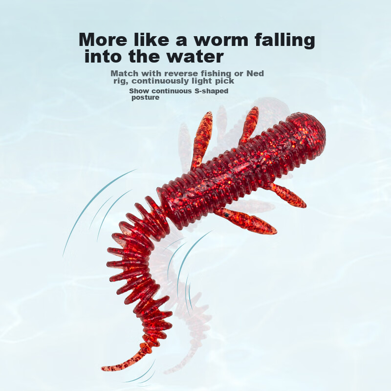 King Lure Lure Soft Bait Floating Real Dance Worm Needle Tail Black Pit Bottom F...