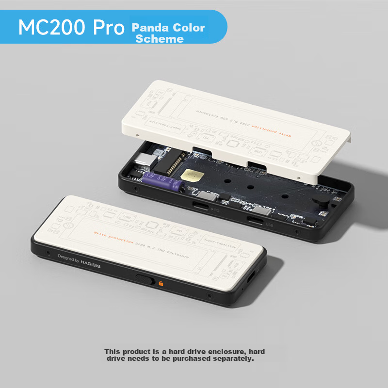 Hagibis M.2 NVMe SSD Enclosure with Write Protection, External SSD Reader for Ap...