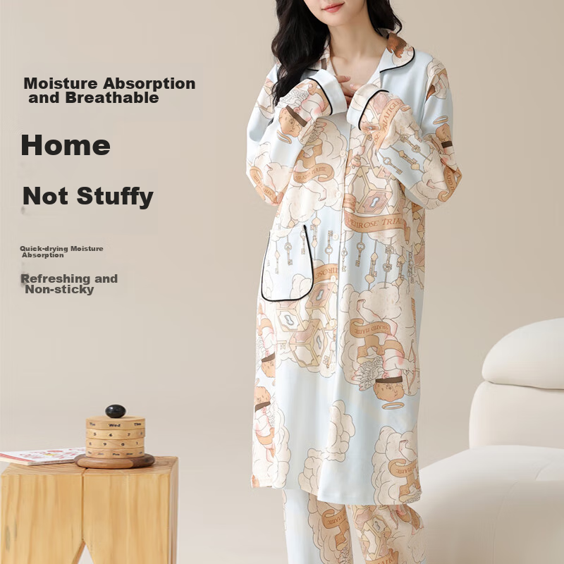 FENYE Maternity Nursing Nightgown with Chest Pads, Hospital Maternity Dress, Aut...