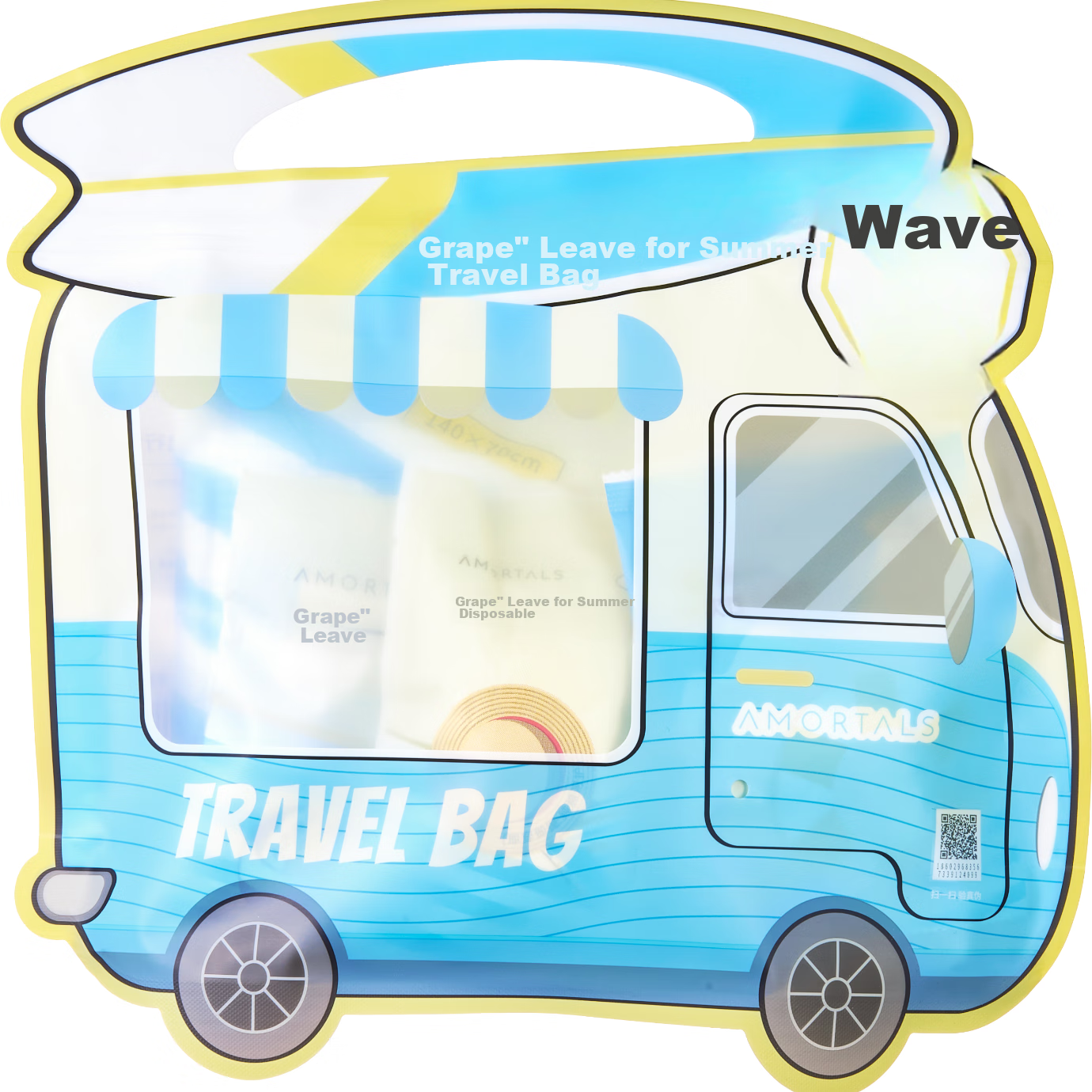 AMORTALS "Ying" Off A Summer Travel Bag, Compressed Soft Towel, Face Towel, Disp...