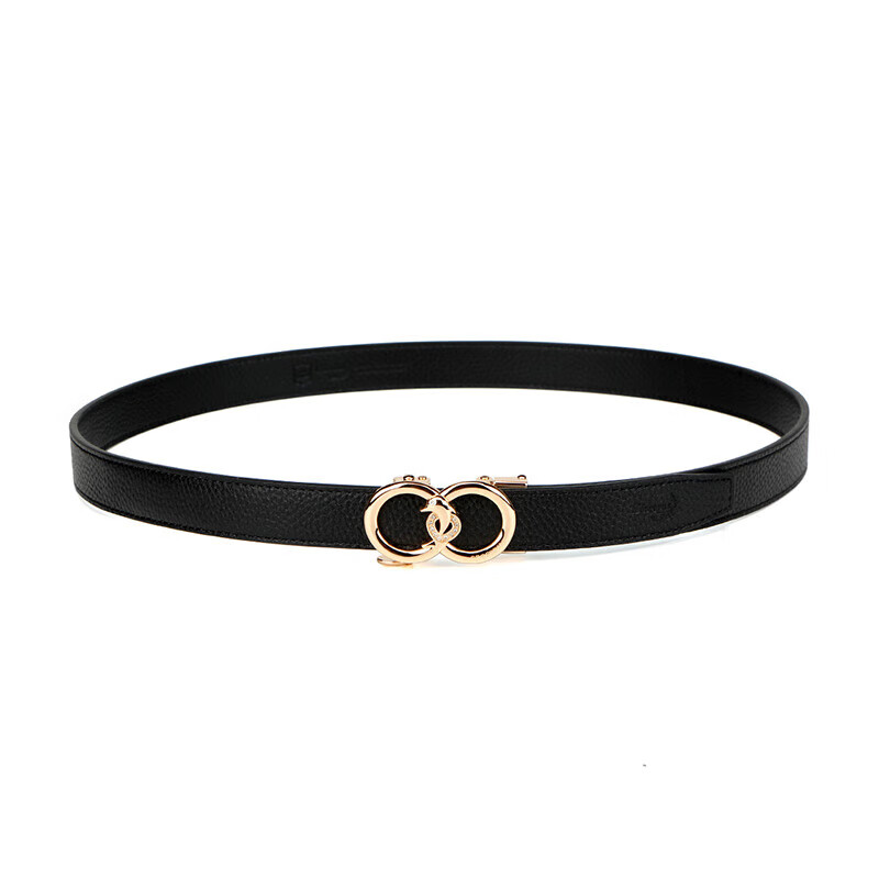 Crocodile Leather Women's Belt, Double-Ring Automatic Buckle, Simple Top-Grain C...