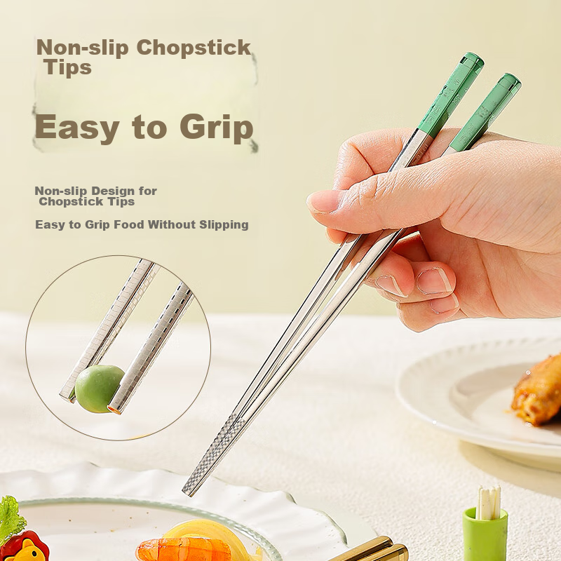 Guangyi 316L Stainless Steel Chopsticks for Children, Divided Chopsticks, Anti-M...