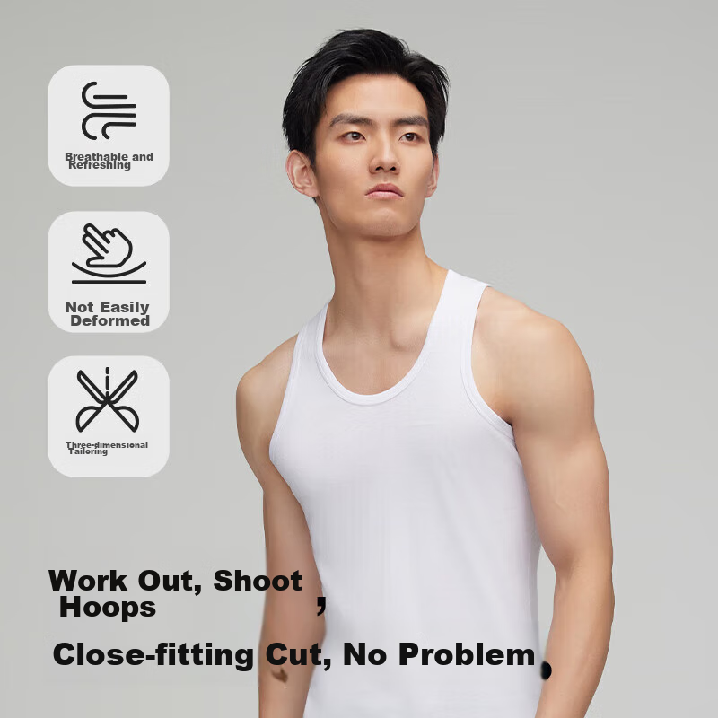 Hailanzhi Jia Men's Sleeveless Tank Top, Pure Cotton, Comfortable, Breathable, B...