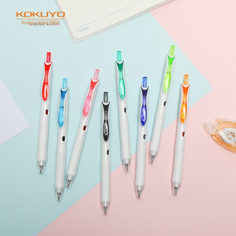 KOKUYO Imported Retractable Gel Pen Vivid DRY, High School Entrance Exam Colorfu...