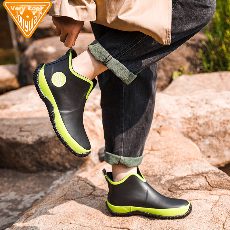 Jolly Walk Waterproof Low-Top Rain Boots for Men, Short Fishing And Car Washing...