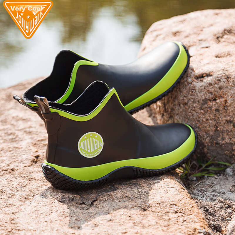 Jolly Walk Waterproof Low-Top Rain Boots for Men, Short Fishing And Car Washing...