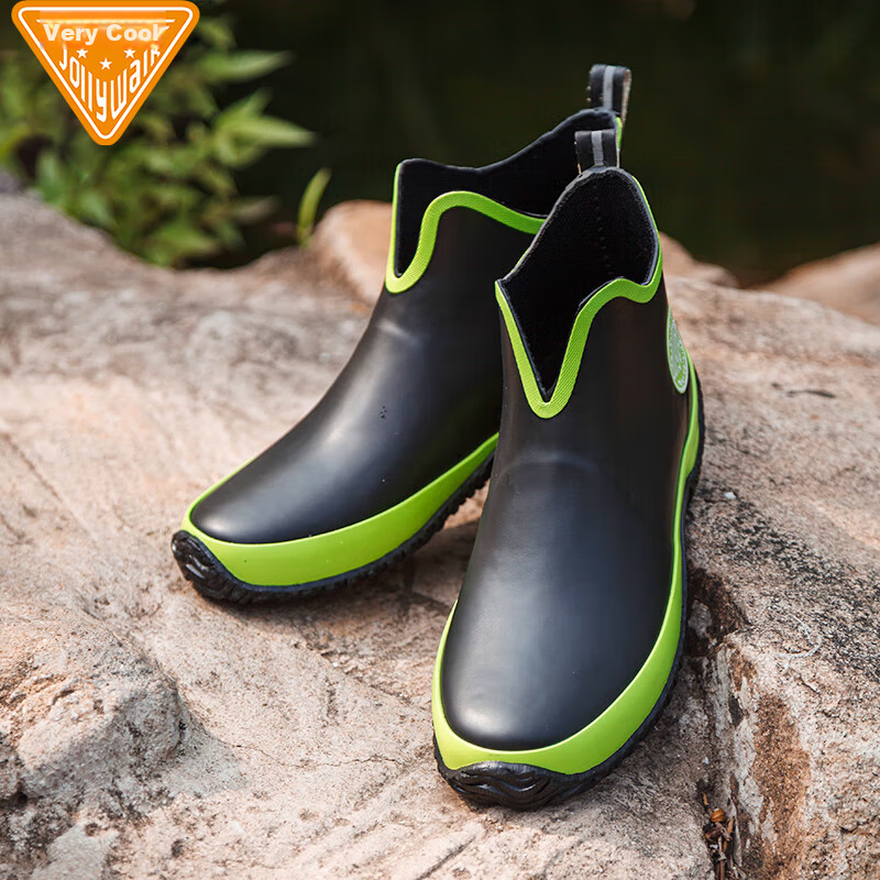 Jolly Walk Waterproof Low-Top Rain Boots for Men, Short Fishing And Car Washing...