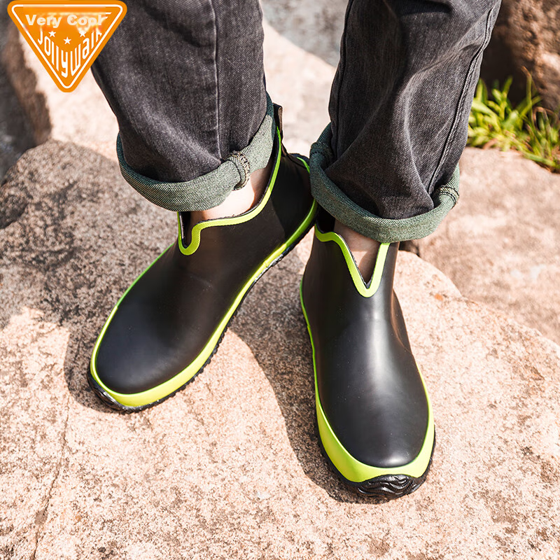 Jolly Walk Waterproof Low-Top Rain Boots for Men, Short Fishing And Car Washing...