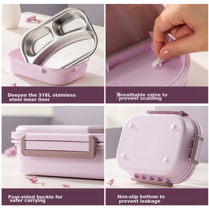 Guangyi 316 Stainless Steel Lunch Box for Elementary School Students, Office Wor...