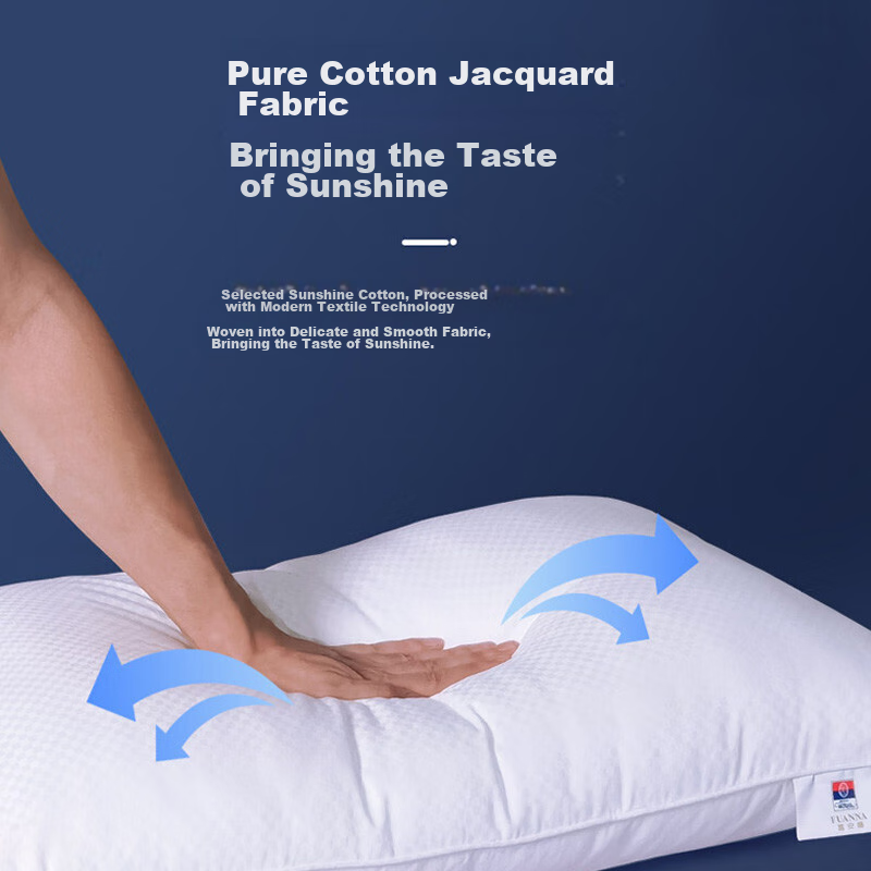 Fuanna Home Textile Hotel Pillow, Low Pillow, Pure Cotton Fabric Pillow Core, Ad...