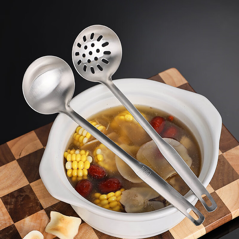 Guangyi 304 Stainless Steel Soup Ladle And Strainer Set, Thickened Stainless Ste...