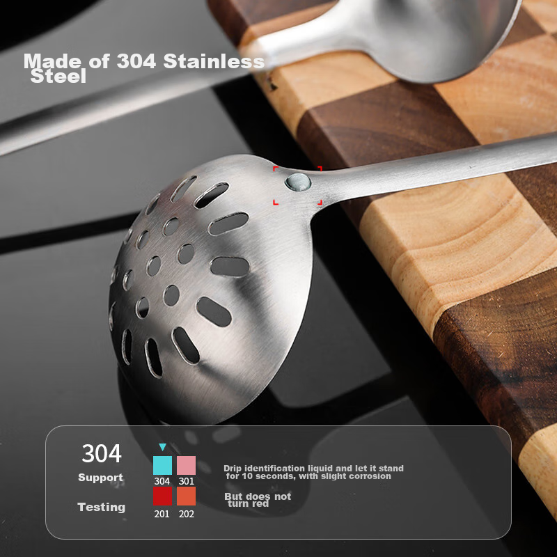 Guangyi 304 Stainless Steel Soup Ladle And Strainer Set, Thickened Stainless Ste...