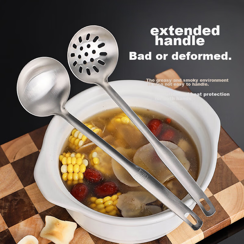 Guangyi 304 Stainless Steel Soup Ladle And Strainer Set, Thickened Stainless Ste...