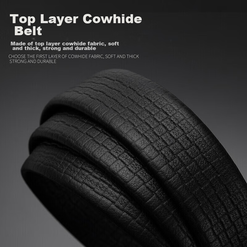 Crocodile Logo Men's Belt with Automatic Buckle, Crocodile Pattern Top-Grain Lea...