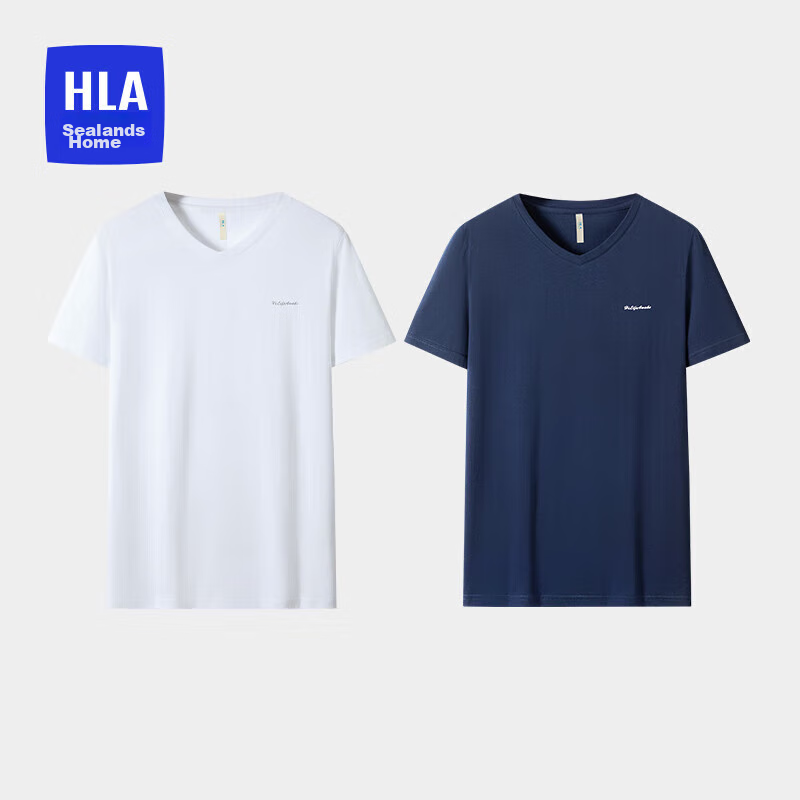 HLA Short-Sleeve T-Shirt for Men, V-Neck, Pure Cotton, Comfortable, Breathable,...