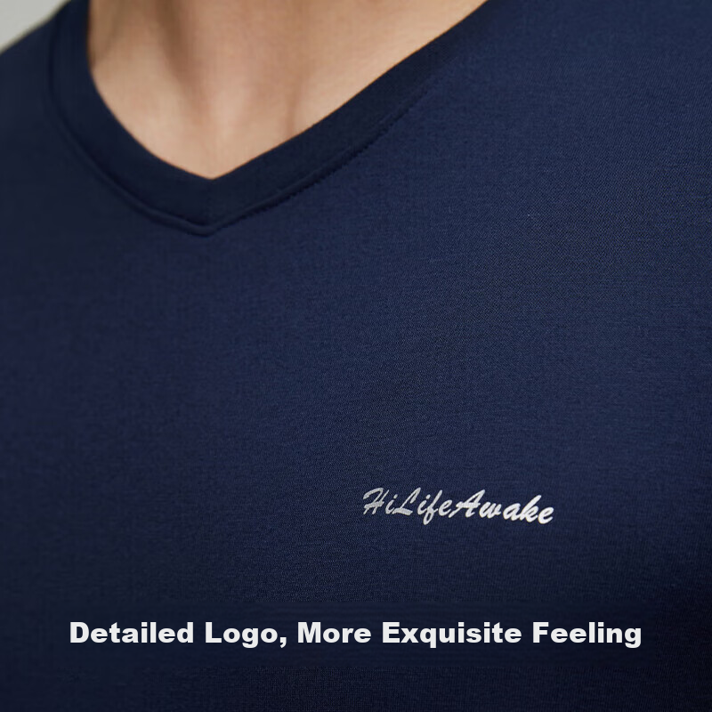 HLA Short-Sleeve T-Shirt for Men, V-Neck, Pure Cotton, Comfortable, Breathable,...