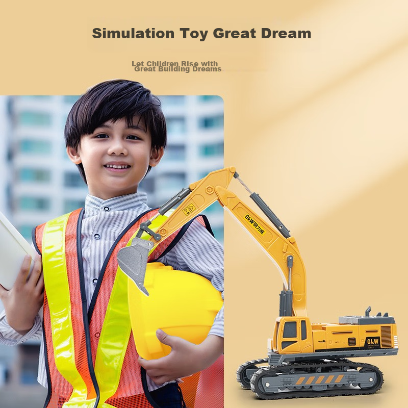 Overfan Children's Alloy Engineering Toy Car, Large Crane, Excavator, Digger Mod...