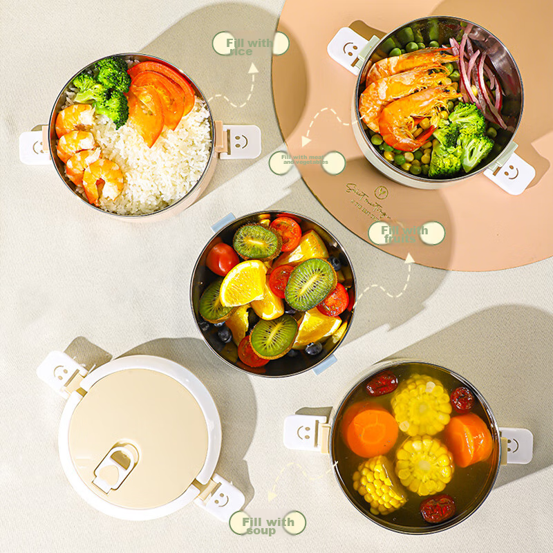 Guangyi 304 Stainless Steel, Four-Layer Insulated Lunch Box, Multi-Layer Combina...