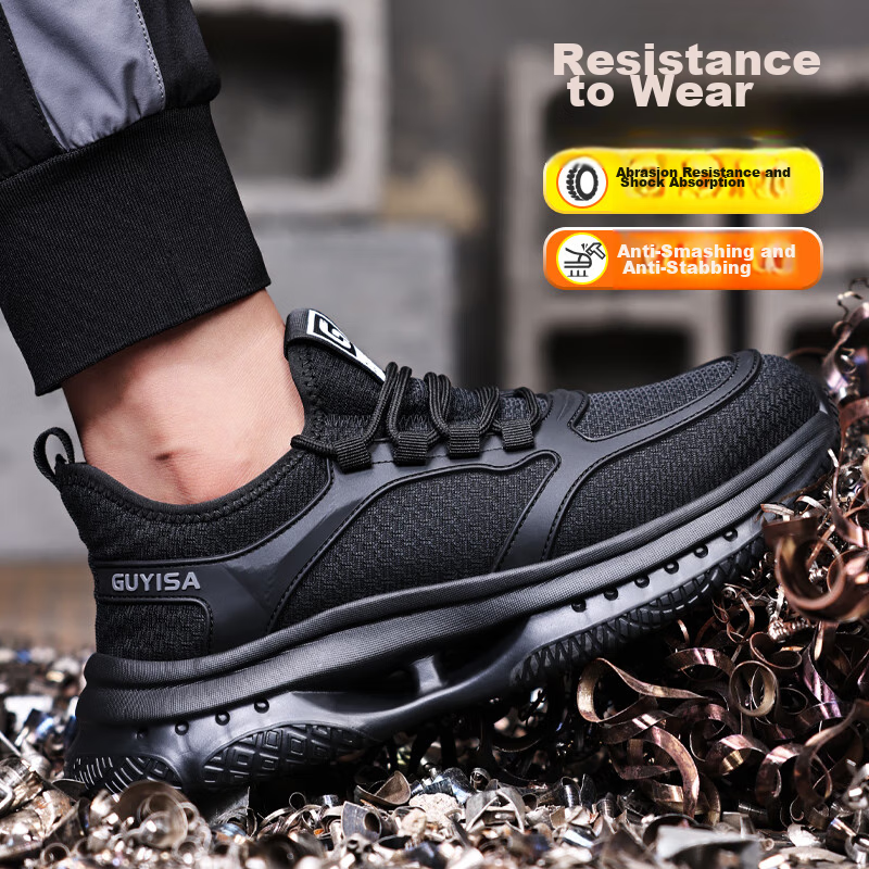 GUYISA Safety Shoes for Men, Summer Breathable Steel Toe Cap, Anti-Smashing, Ant...