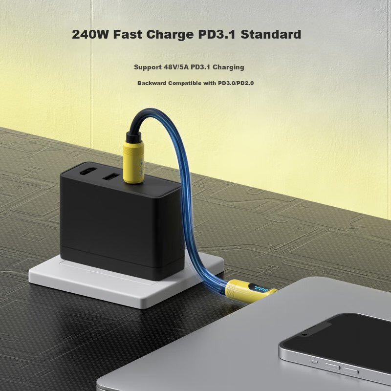 Hagibis Type-C Digital Display Charging Cable C to C Dual Head Data Cable Male t...