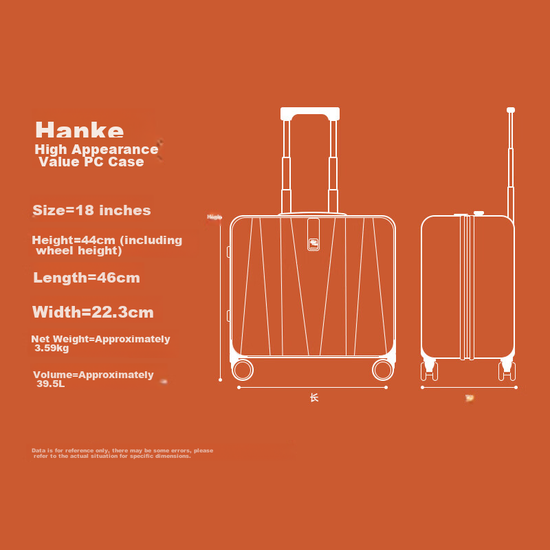 Hanke Luggage, Suitcase for Men And Women, Carry-On Travel Case, 18-Inch Ivory W...