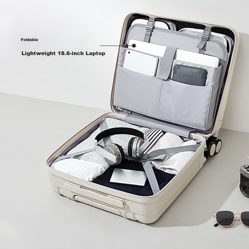 Hanke Luggage, Suitcase for Men And Women, Carry-On Travel Case, 18-Inch Ivory W...