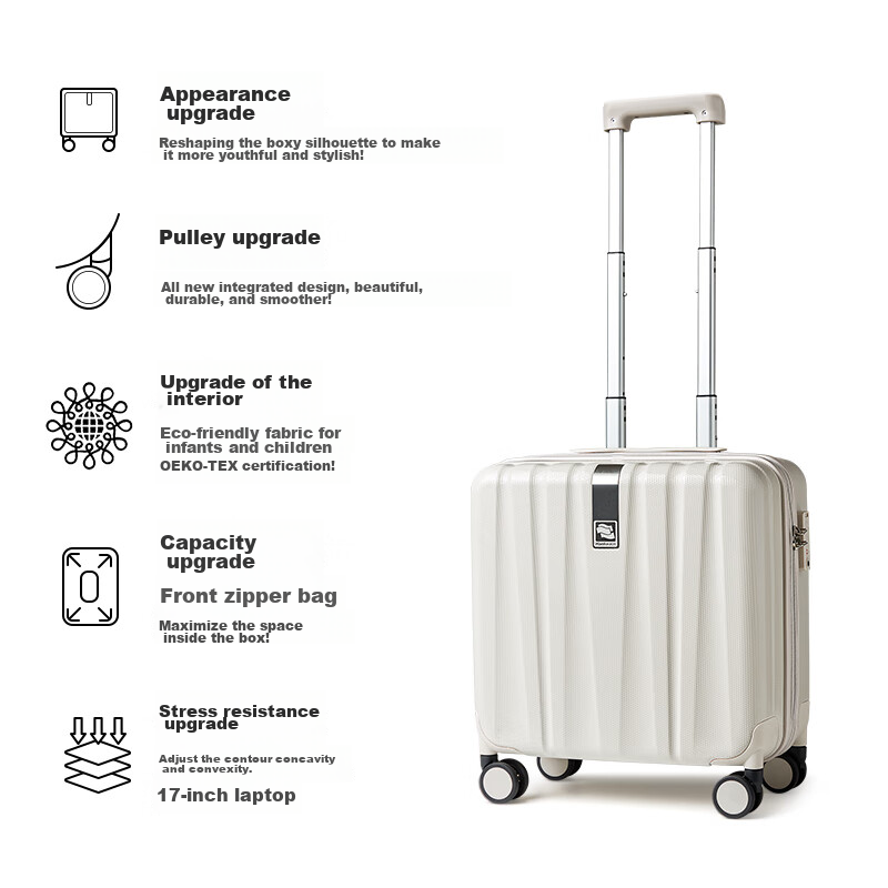 Hanke Luggage, Suitcase for Men And Women, Carry-On Travel Case, 18-Inch Ivory W...