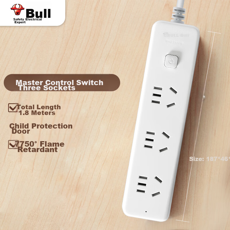BULL New National Standard Power Strip, Extension Cord/Power Bar/Power Strip/Pow...