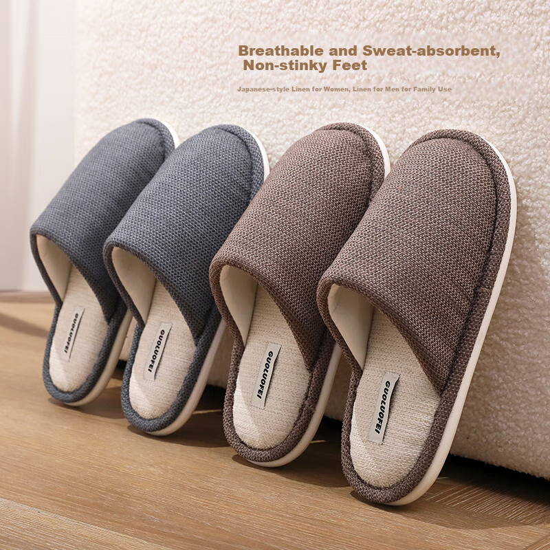 GUOLUOFEI Japanese Style Cotton Slippers Men Autumn Winter Home Couple Indoor Sw...