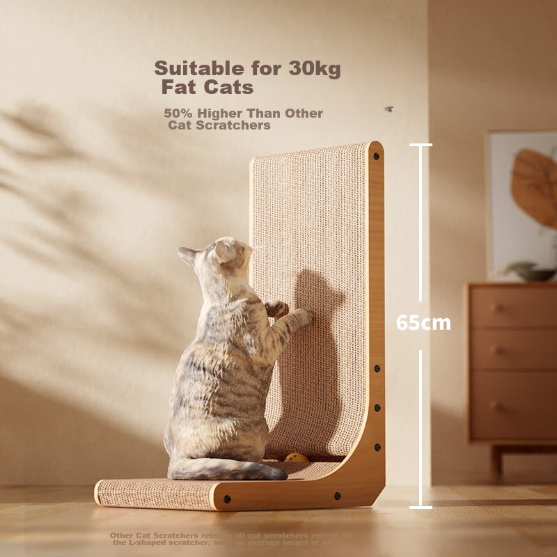 Fukumaru Vertical Cat Scratching Board, Large L-Shaped with Small Ball