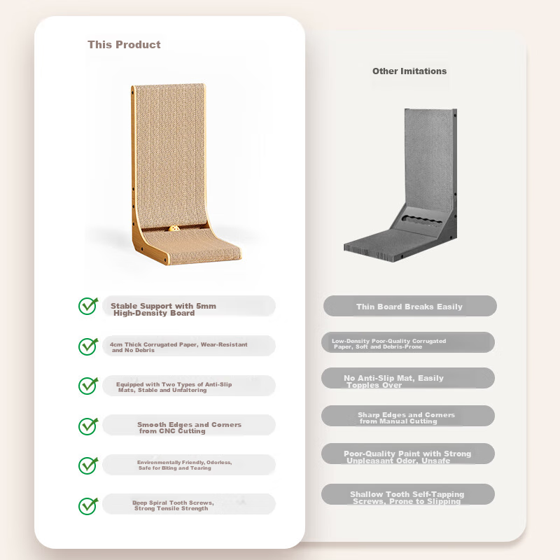 Fukumaru Vertical Cat Scratching Board, Large L-Shaped with Small Ball