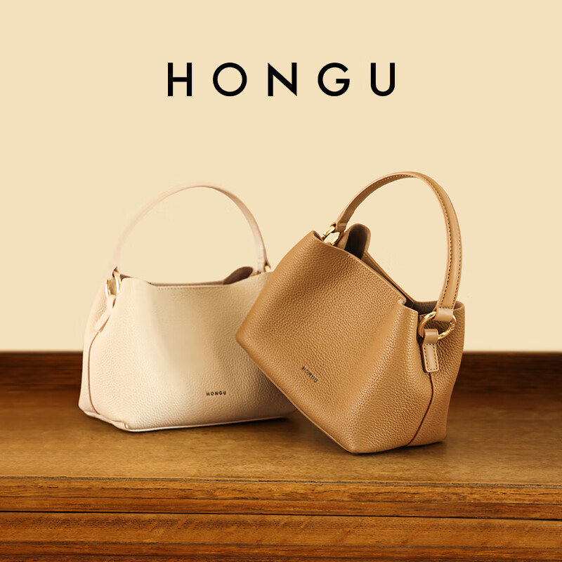 HONGU Women's Cowhide Leather Fashion Shoulder Handbag Crossbody Bag Bucket Bag...