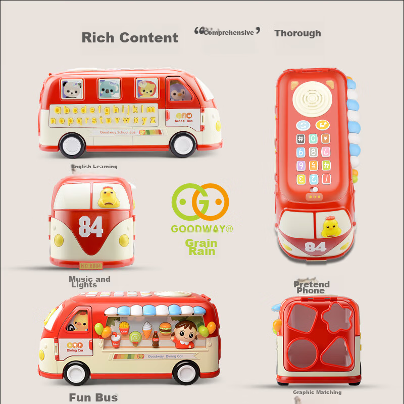 Guyu (GOODWAY) Baby Bus Car, 0-6 Months Infant Toy, Early Education, 1-3 Years O...