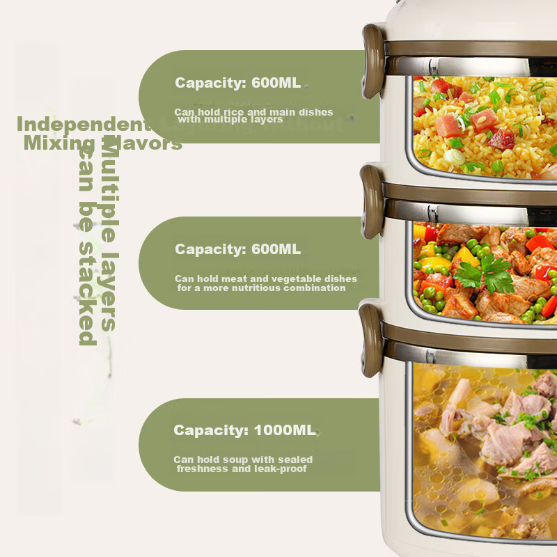 Guangyi Multi-Layer Insulated Lunch Box, 304 Stainless Steel Insulated Container...