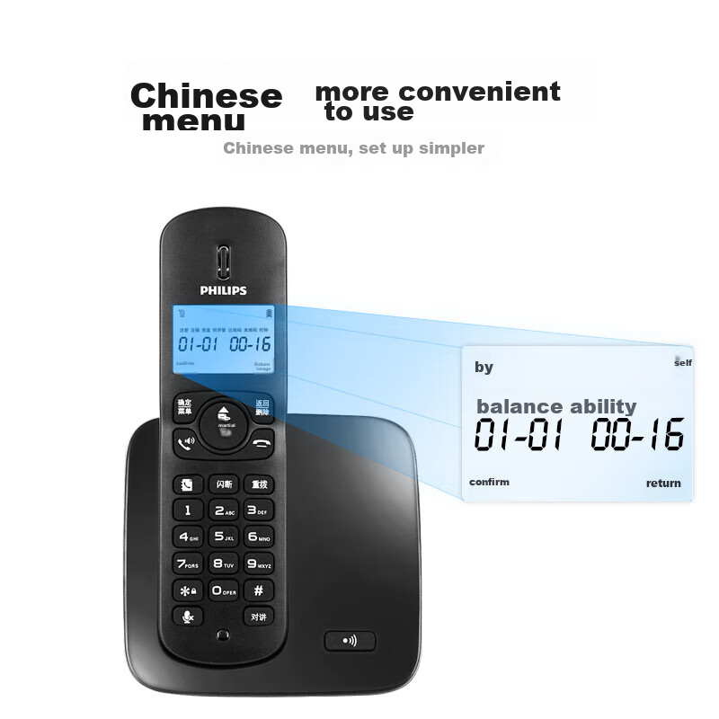 Philips Cordless Telephone, Wireless Landline, Parent-Child Handset, for Office...