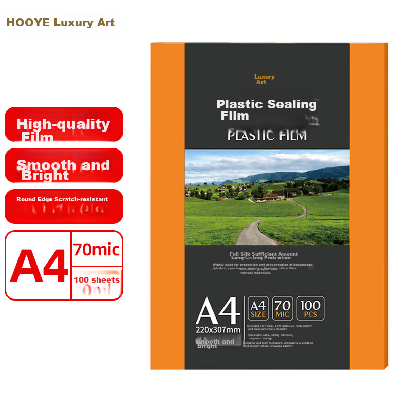 HOOYE A4 70mic Laminating Pouch, 7 Mil Thick, High-Clarity Transparent Laminatin...
