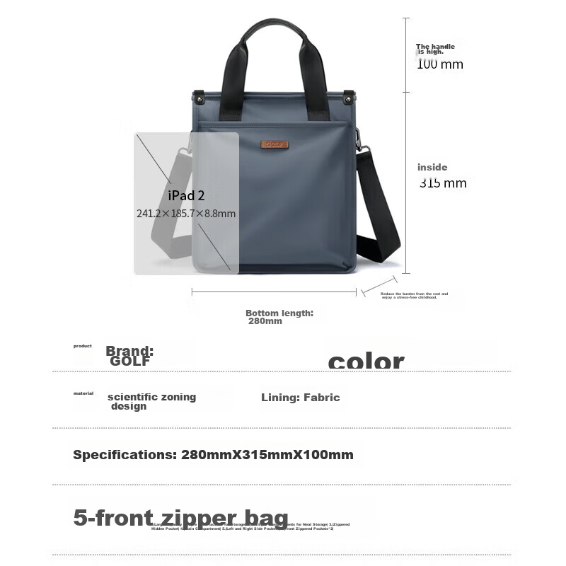 Golf Business Briefcase, Men's Handbag, Multi-Compartment Vertical Style, Should...