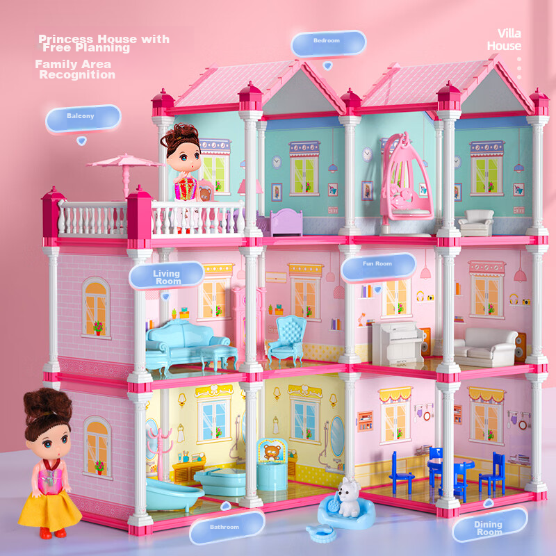 GUOU Girls' New Year Children's Gift, Doll Princess House Villa, Realistic Toy f...