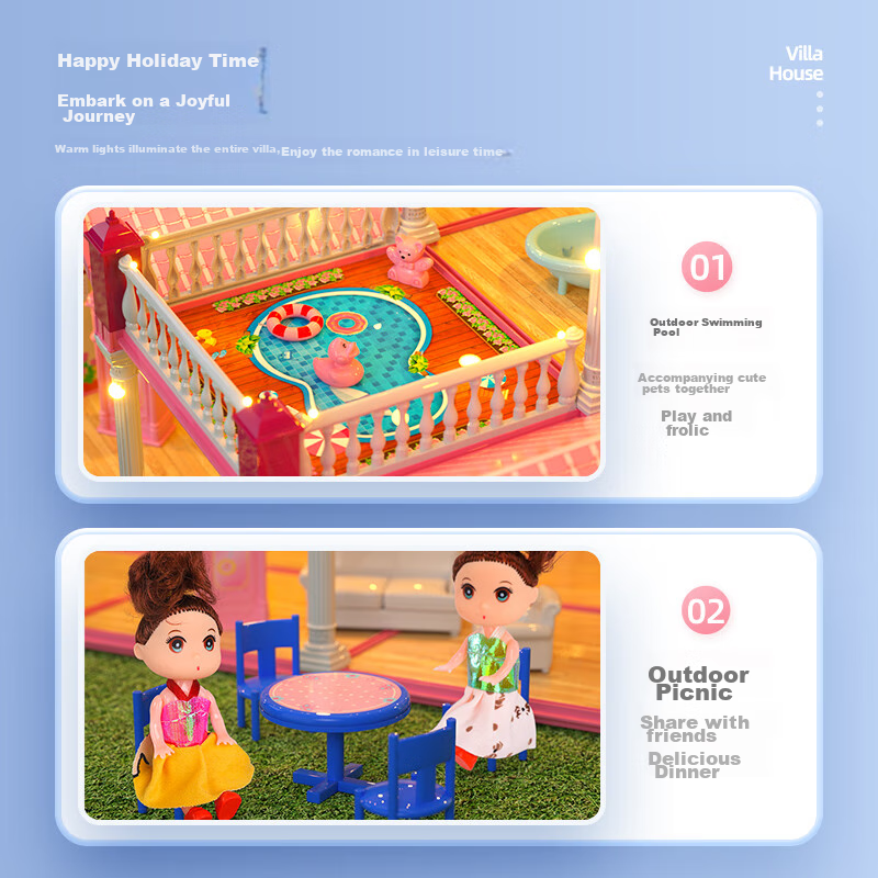 GUOU Girls' New Year Children's Gift, Doll Princess House Villa, Realistic Toy f...