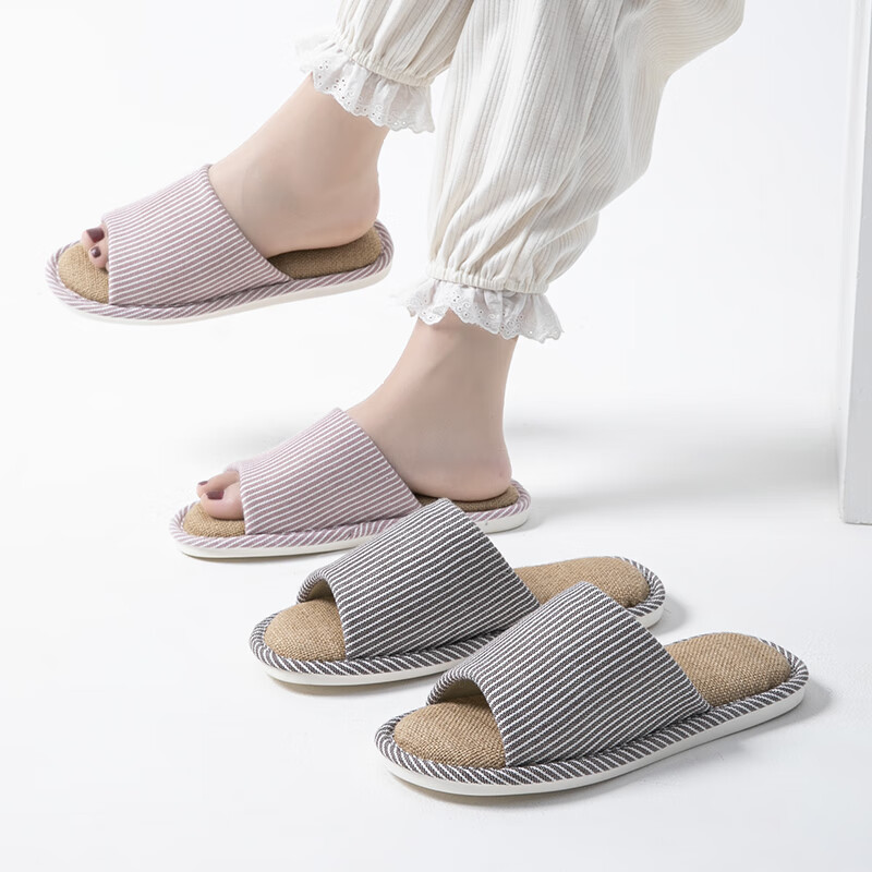 Guoluofei Japanese-Style Linen Slippers for Men, Home Cotton And Linen All-Seaso...