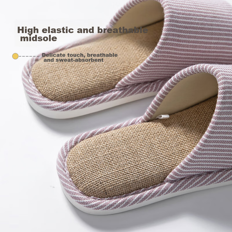 Guoluofei Japanese-Style Linen Slippers for Men, Home Cotton And Linen All-Seaso...