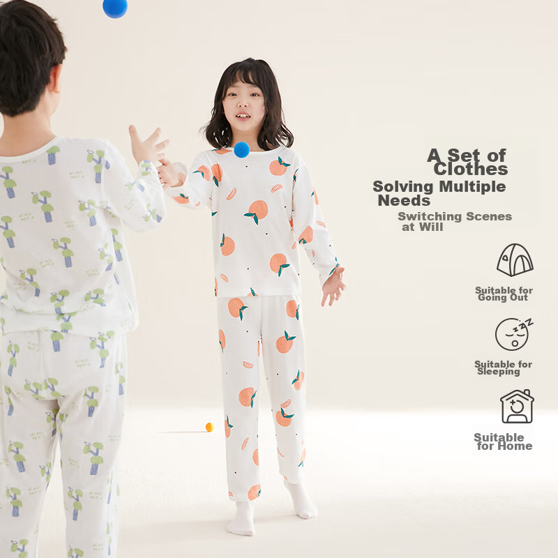 Hongdou Children's Pajamas, Boys And Girls Home Wear, Pure Cotton Long-Sleeve An...